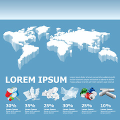 Image showing Vector Info Chart Or Infographics With Iceberg World Map