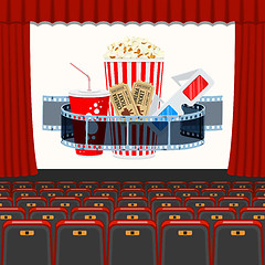 Image showing cinema auditorium with seats and popcorn