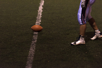 Image showing american football kicker ready for football kickoff