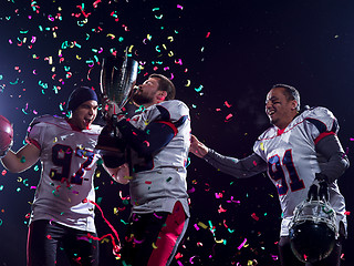 Image showing american football team celebrating victory