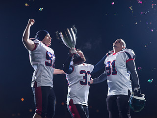 Image showing american football team celebrating victory