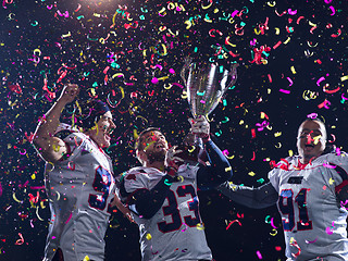 Image showing american football team celebrating victory