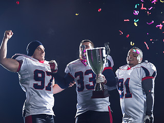 Image showing american football team celebrating victory