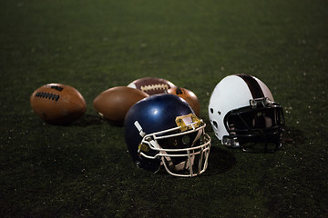 Image showing american football and helmets