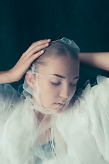 Image showing Beautiful bride looking over her veil