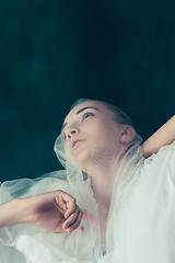 Image showing Beautiful bride looking over her veil