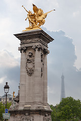 Image showing Sculpture on Alexandre III bridge