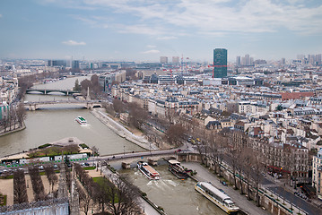 Image showing aerial view of Paris and Seine river