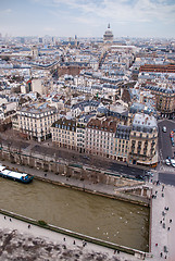 Image showing aerial view of Paris and Seine river