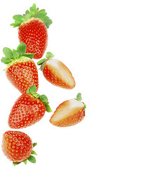 Image showing Strawberries In a Row