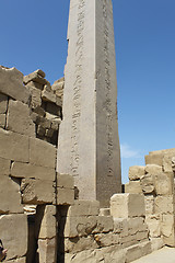 Image showing Ruin and obelisk of Karnak Temple in Luxor, Egypt