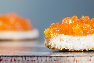 Image showing Sandwich with red caviar