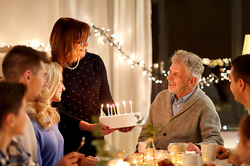 Image showing happy family having birthday party at home