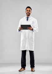 Image showing indian doctor or scientist with tablet computer