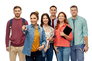 Image showing group of students with books and school bags