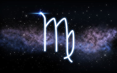 Image showing virgo zodiac sign over night sky and galaxy