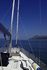 Image showing On the deck of sailing boat