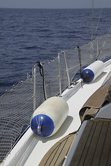 Image showing On the deck of sailing boat