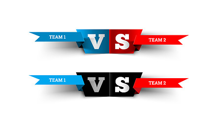 Image showing Versus design on white. Blue team versus red team. VS fight vector illustration for poster, infographics, etc.