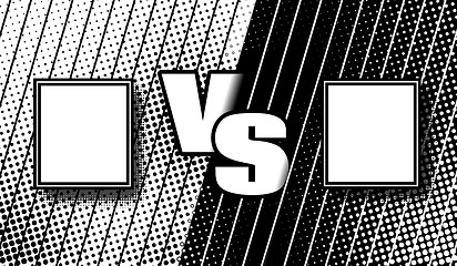 Image showing Versus halftone comics design. VS fight vector illustration for poster, infographics, etc. White team versus black team.