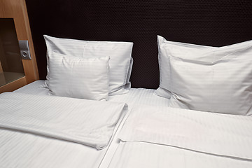 Image showing Hotel bed closeup
