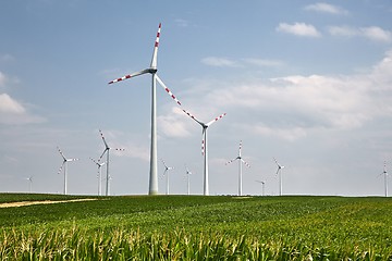 Image showing Wind tubines spinning