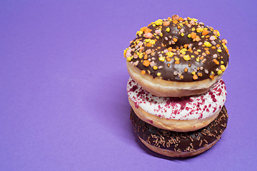 Image showing Macro shot of stack of donuts