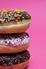 Image showing Macro shot of stack of donuts