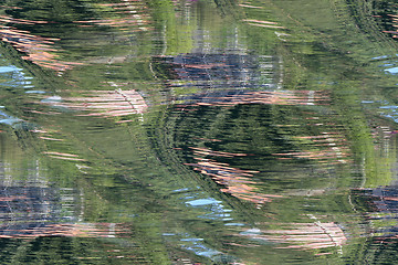 Image showing Reflection of the coast on the surface of the water as seamless t