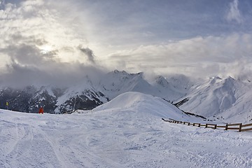 Image showing Skiing landscapes in the Alps in winter