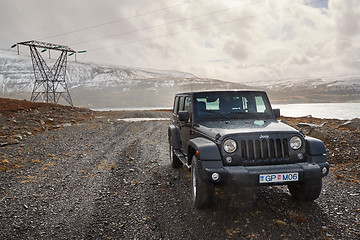 Image showing Jeep Wrangler on Icelandic terrain