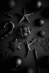 Image showing Christmas minimalistic and simple composition in mat black color