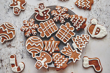 Image showing Fresh and tasty Christmas gingerbread cookies