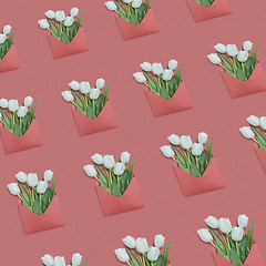 Image showing Flowers greeting envelopes pattern on a pastel background.