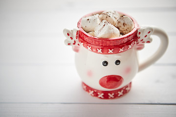 Image showing Tasty homemade christmas hot chocolate or cocoa with marshmellows