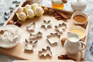 Image showing Delicious fresh and healthy ingredients for Christmas gingerbread