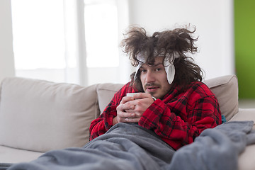 Image showing young Man with flu and fever