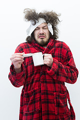 Image showing Man with flu and fever