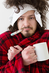 Image showing Man with flu and fever