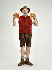 Image showing Portrait of Oktoberfest man, wearing a traditional Bavarian clothes