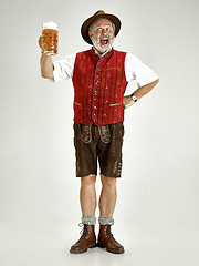 Image showing Portrait of Oktoberfest man, wearing a traditional Bavarian clothes