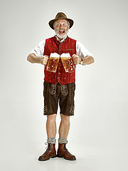 Image showing Portrait of Oktoberfest man, wearing a traditional Bavarian clothes