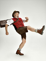 Image showing Portrait of Oktoberfest man, wearing a traditional Bavarian clothes