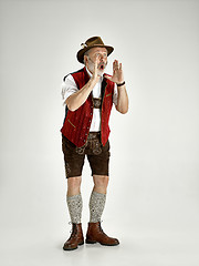 Image showing Portrait of Oktoberfest man, wearing a traditional Bavarian clothes