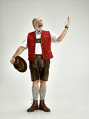 Image showing Portrait of Oktoberfest man, wearing a traditional Bavarian clothes