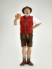 Image showing Portrait of Oktoberfest man, wearing a traditional Bavarian clothes