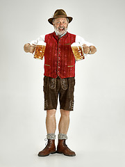 Image showing Portrait of Oktoberfest man, wearing a traditional Bavarian clothes