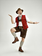 Image showing Portrait of Oktoberfest man, wearing a traditional Bavarian clothes