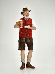 Image showing Portrait of Oktoberfest man, wearing a traditional Bavarian clothes