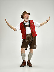 Image showing Portrait of Oktoberfest man, wearing a traditional Bavarian clothes